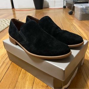 black suede loafers